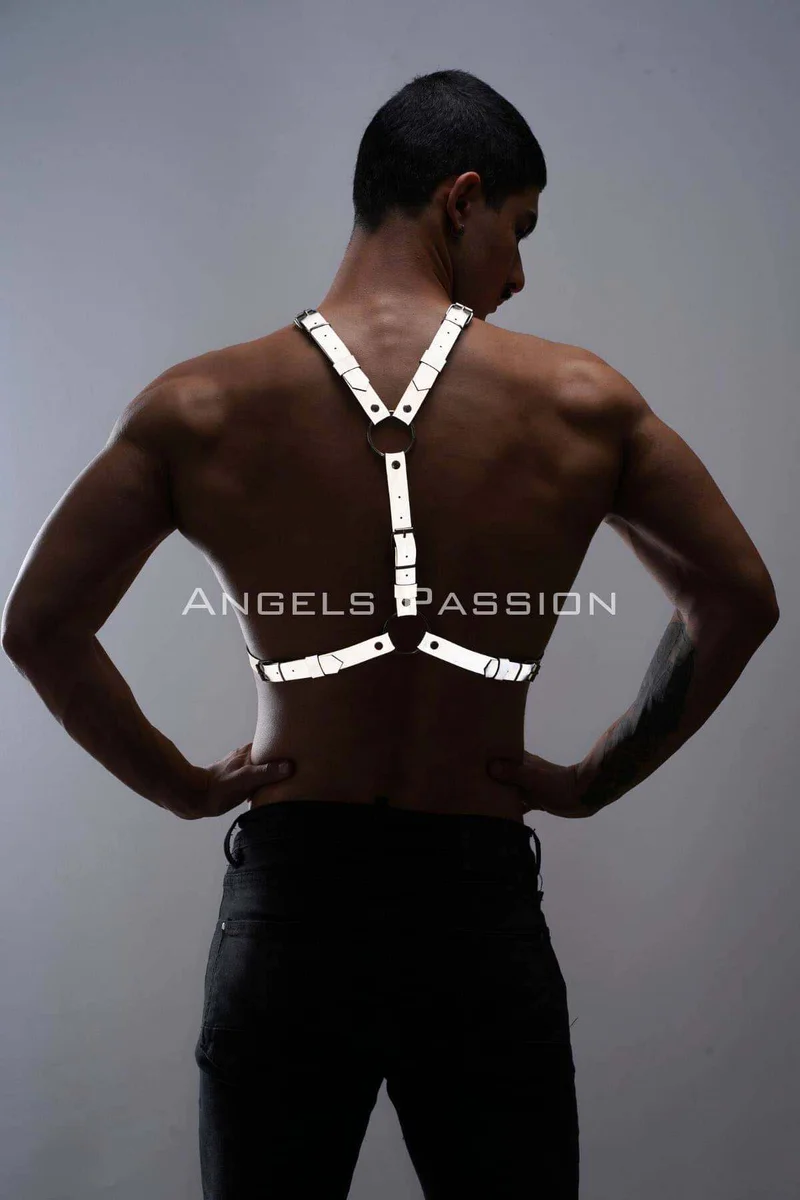Reflective festival harness silver with multiple O