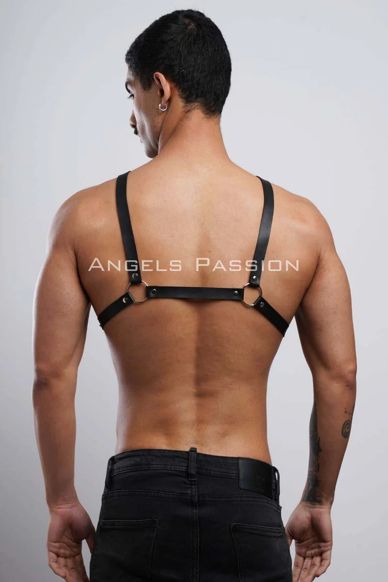 Mens faux leather black lingerie outfit