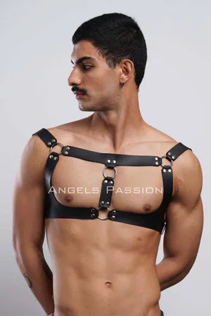 Men's Party Accessory, Clubwear, Leather Chest Harness, Men's Fancy Clothing - APFTM116