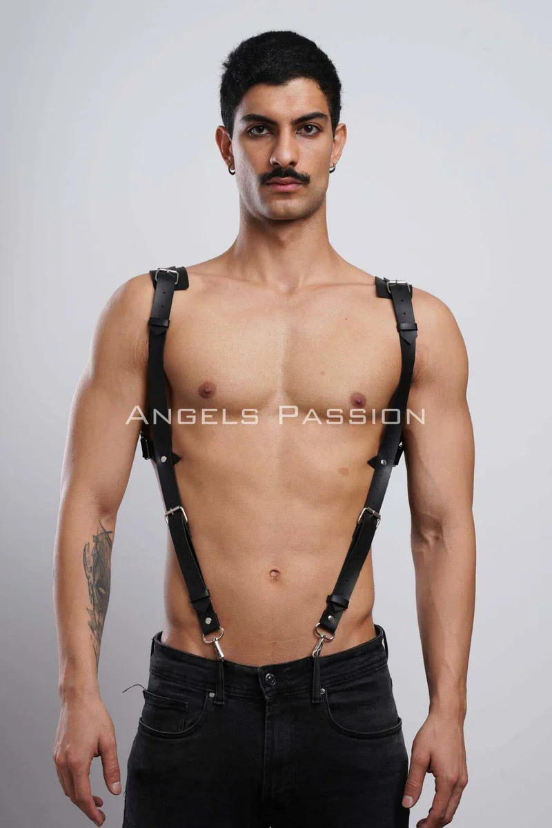 Black Body Harness Suspenders worn