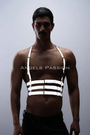 Reflective (Glow in the Dark) Men's Chest Harness, Party Accessory, Clubwear - APFTM17