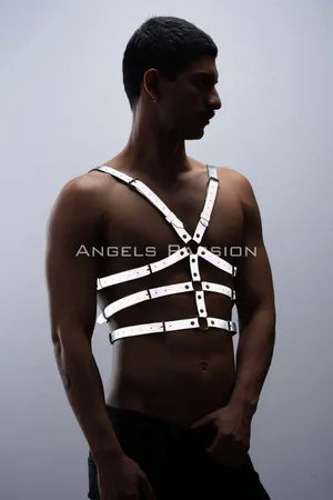 Glow in the Dark - Reflective Men's Chest Harness, Harness Over T-Shirt - APFTM38