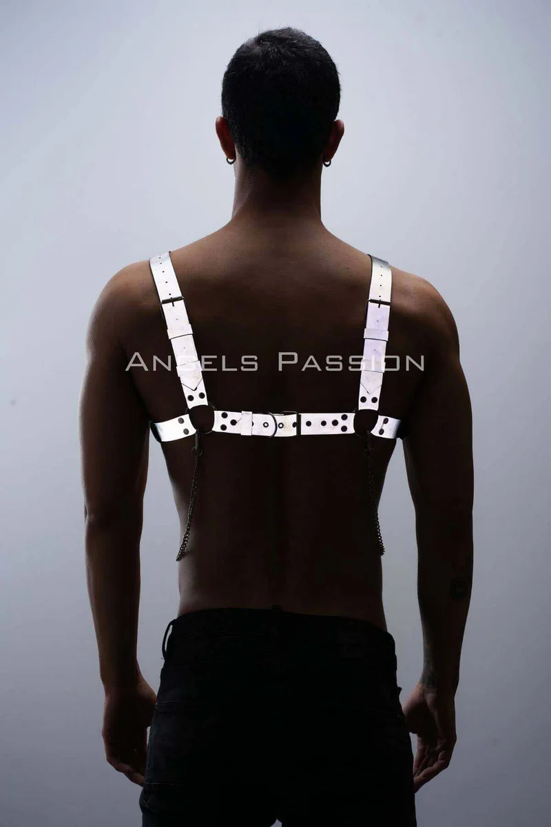 Reflective festival harness, silver, with