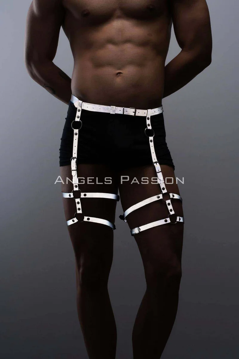 Reflective garter harness front view waist