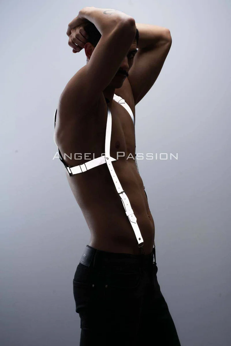 Glow in the Dark - Reflective Trousers Suspenders, Men's Chest Harness - Reflective Clubwear - APFTM135