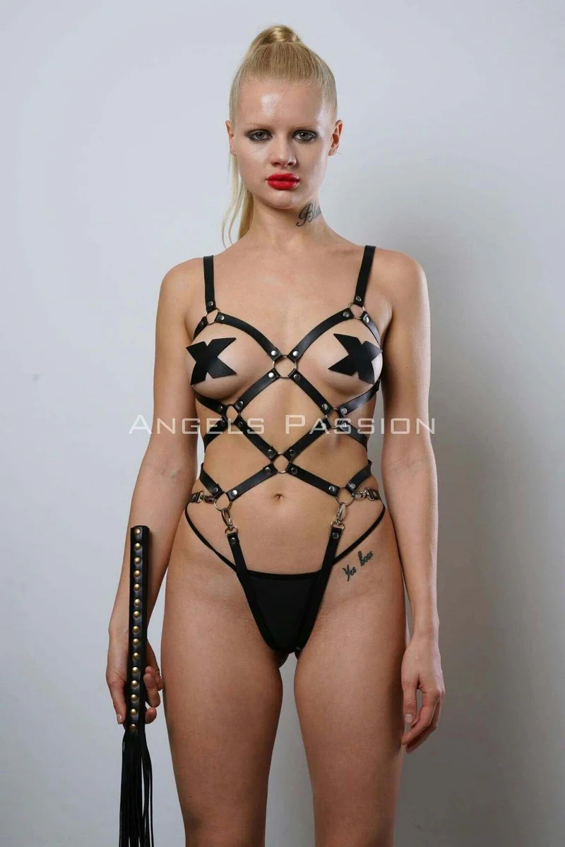 Adjustable Leather Body Harness for Women - Full Body Straps