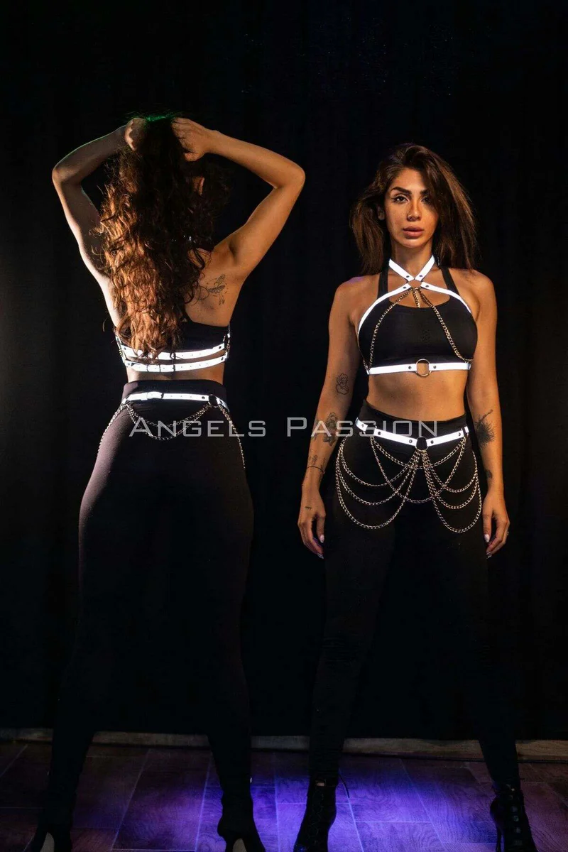 Reflective Chain Harness Set | Luminous Festival & Party Wear
