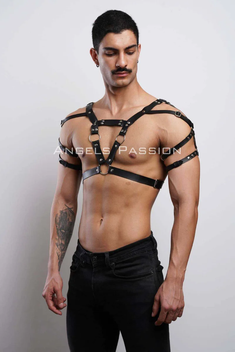 Vegan Leather Harness black set with shoulder