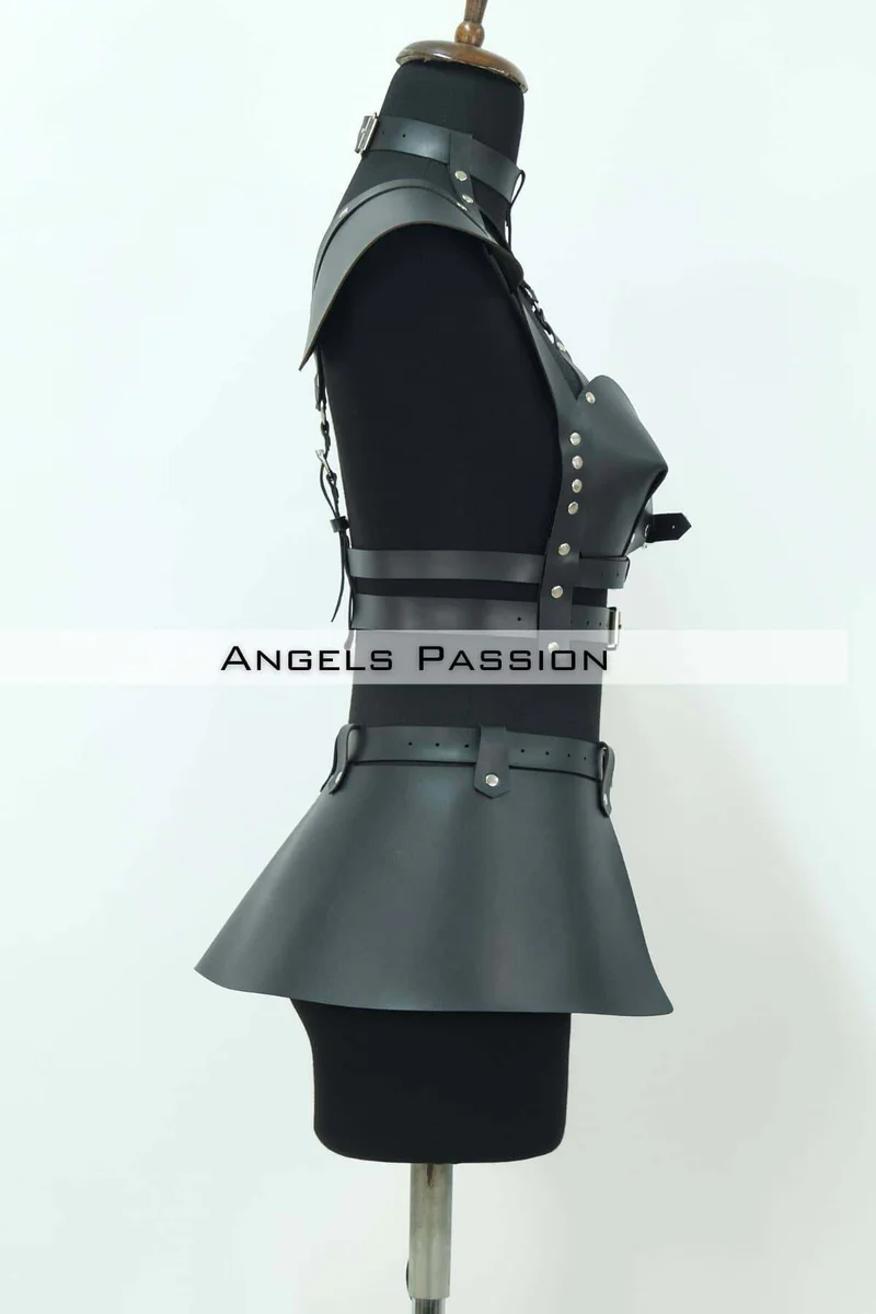 Leather Body Harness Top with Skirt - Adjustable Edgy Fashion