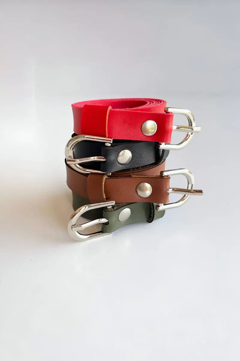 Narrow Faux Leather Belt Set close