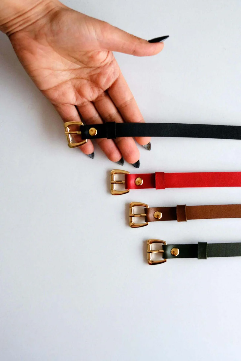 Belt Set of 4 - Gold Accessory - Black Belt - Red Belt - Khaki Belt - Tan Belt