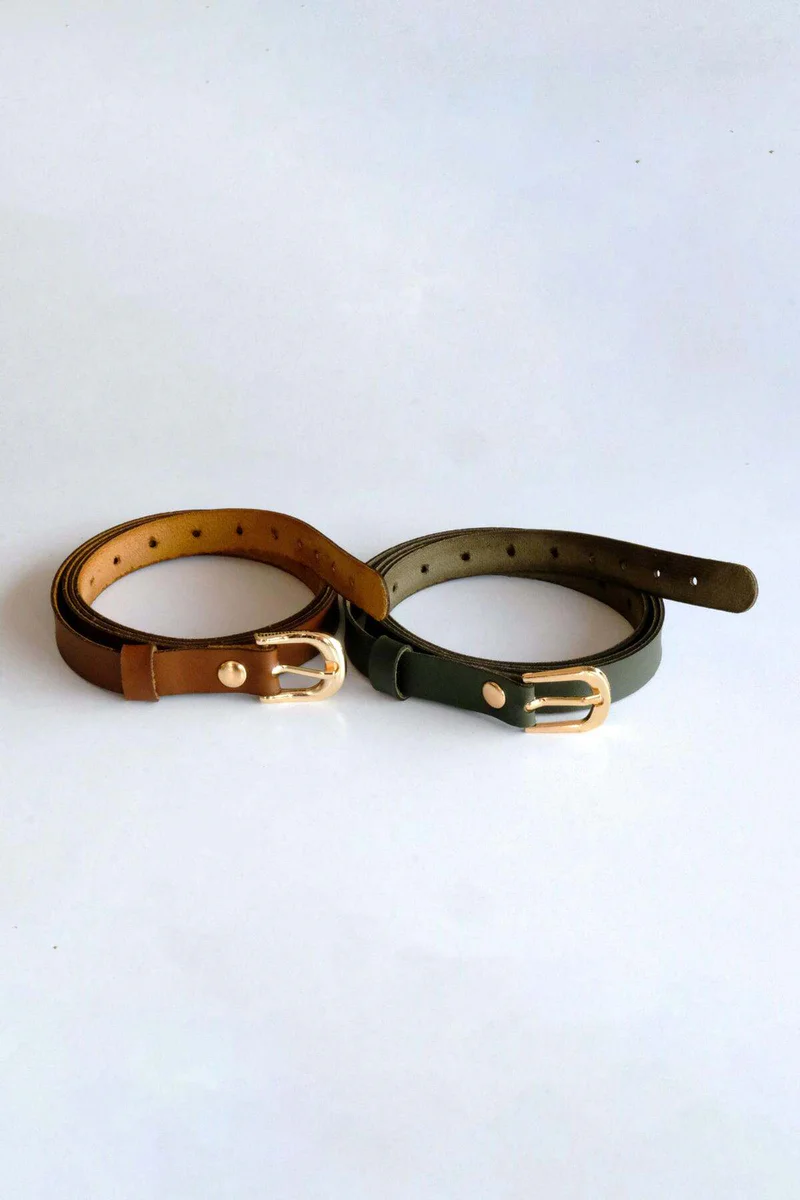 Vegan Leather Belt Set Flat