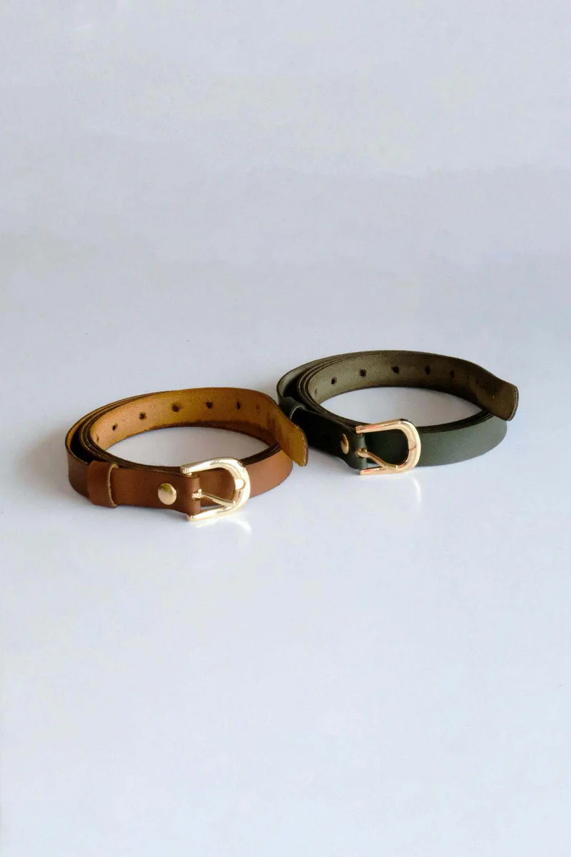 Olive Green Slim Belt Close Up Buck