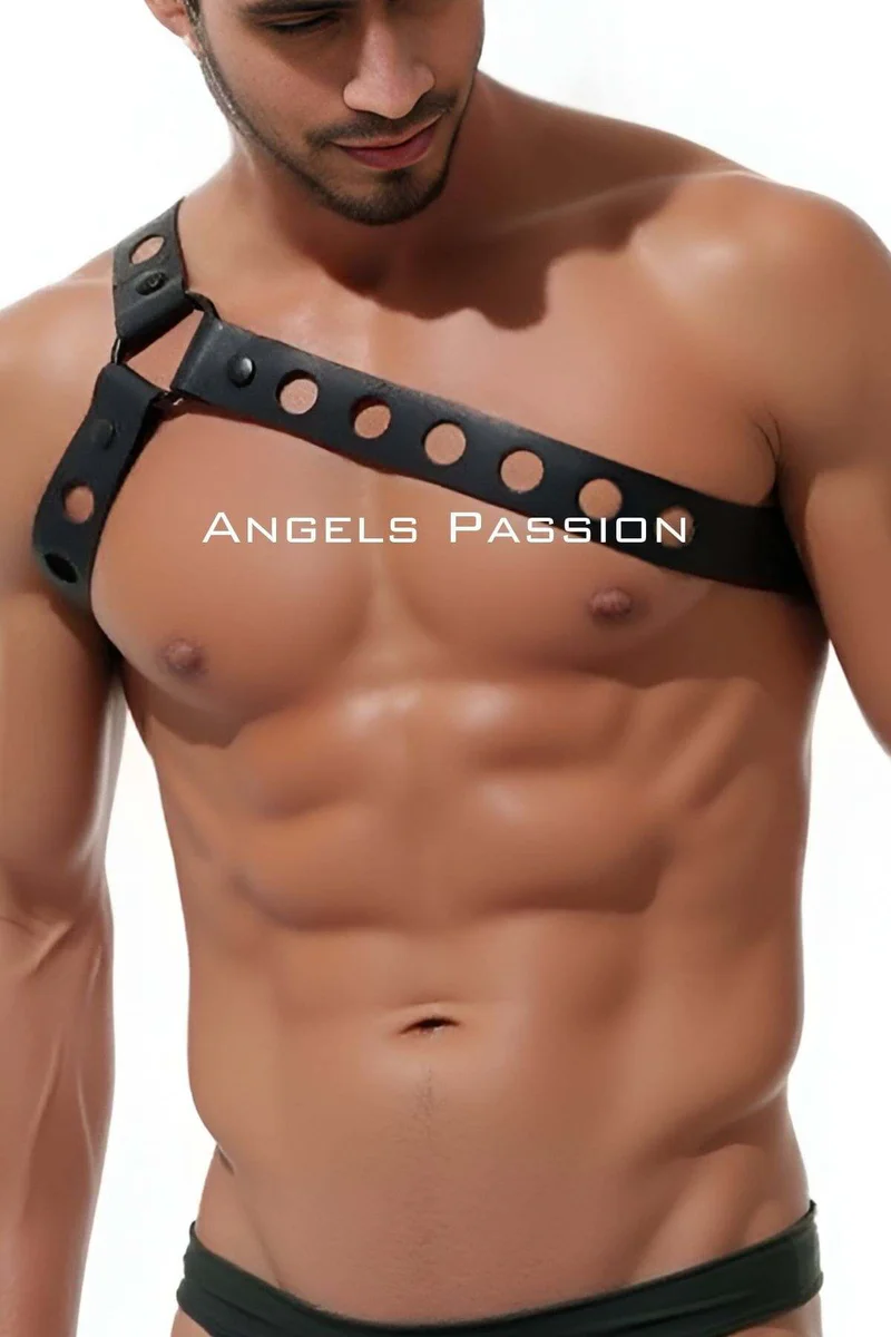 Vegan Leather Chest Harness Side View with