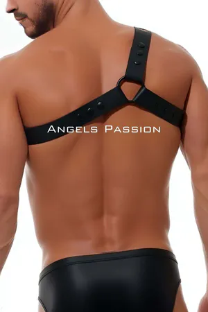Stylish Men's Shoulder Harness with Round Hole Detail, Leather Shoulder Harness - APFTM218