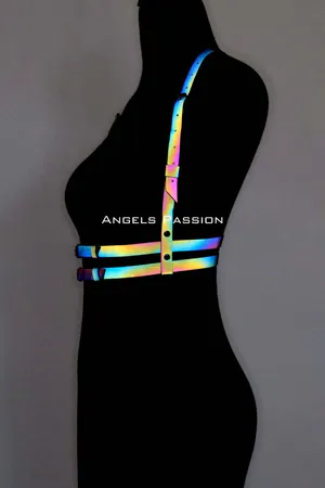 Reflective Harness Top – Iridescent Festival Rave Outfit Accent
