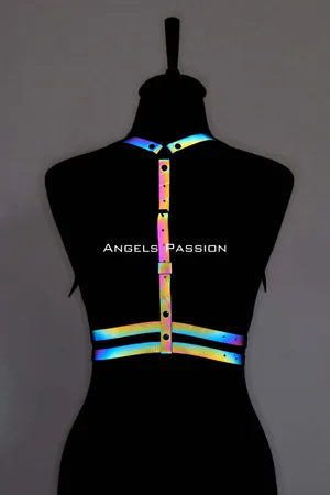 Reflective Harness Top – Iridescent Festival Rave Outfit Accent