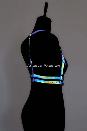 Reflective Harness Top – Iridescent Festival Rave Outfit Accent