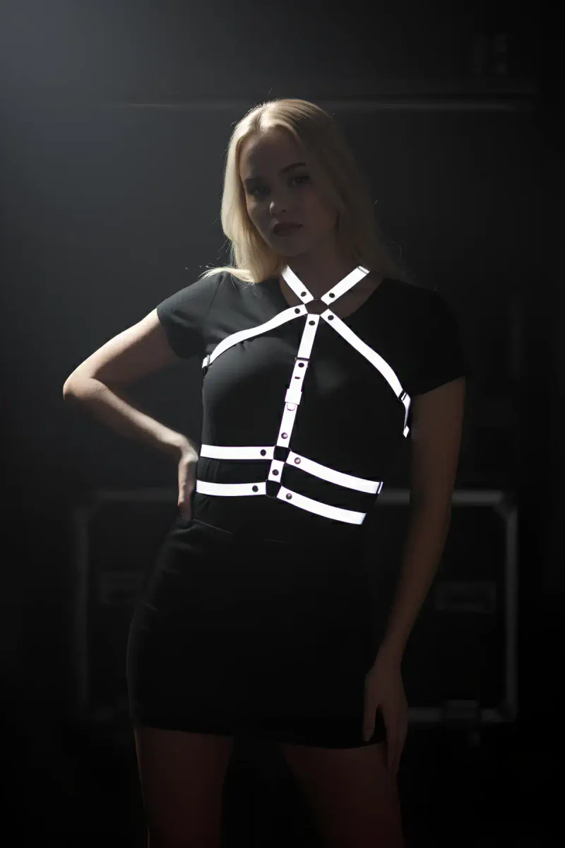 Reflective Chest Harness for Women - Dazzling Festival Rave Wear