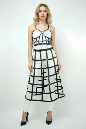 Leather Cage Skirt Outfit with Matching Harness Top