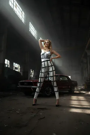 Leather Cage Skirt Outfit with Matching Harness Top