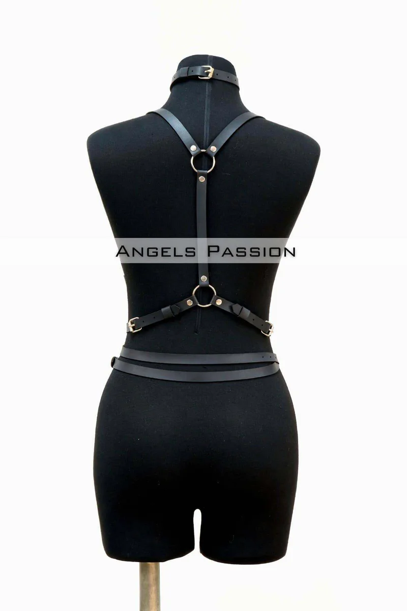 Minimalist chest harness fashion accessory on model