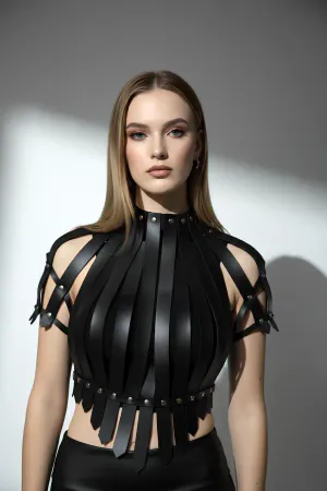 Crop Bustier Harness, Leather Chest Harness, Over Shirt Harness - APFT1257