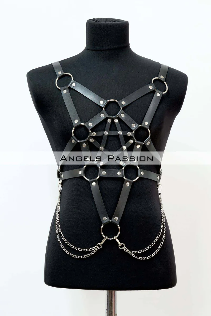 Pentagram chest harness close-up of