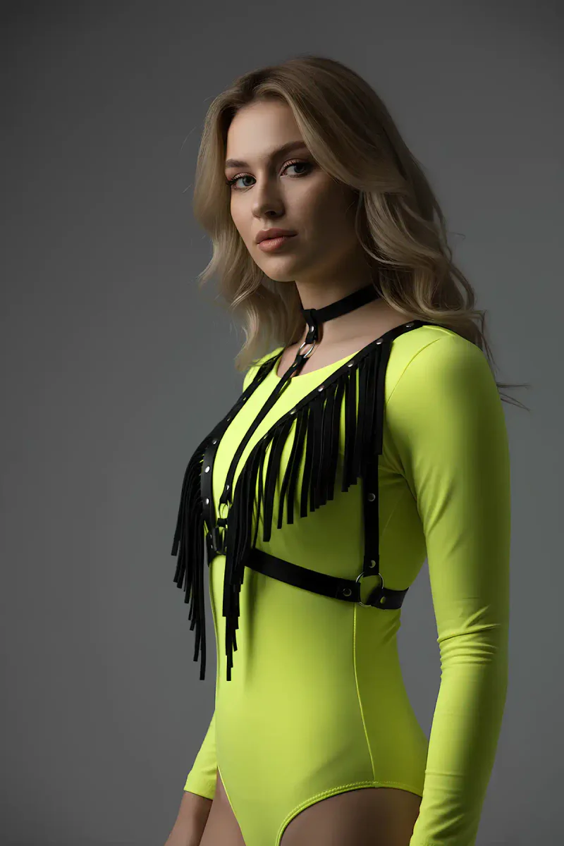 Fringe Leather Chest Harness - Adjustable Body Accessory