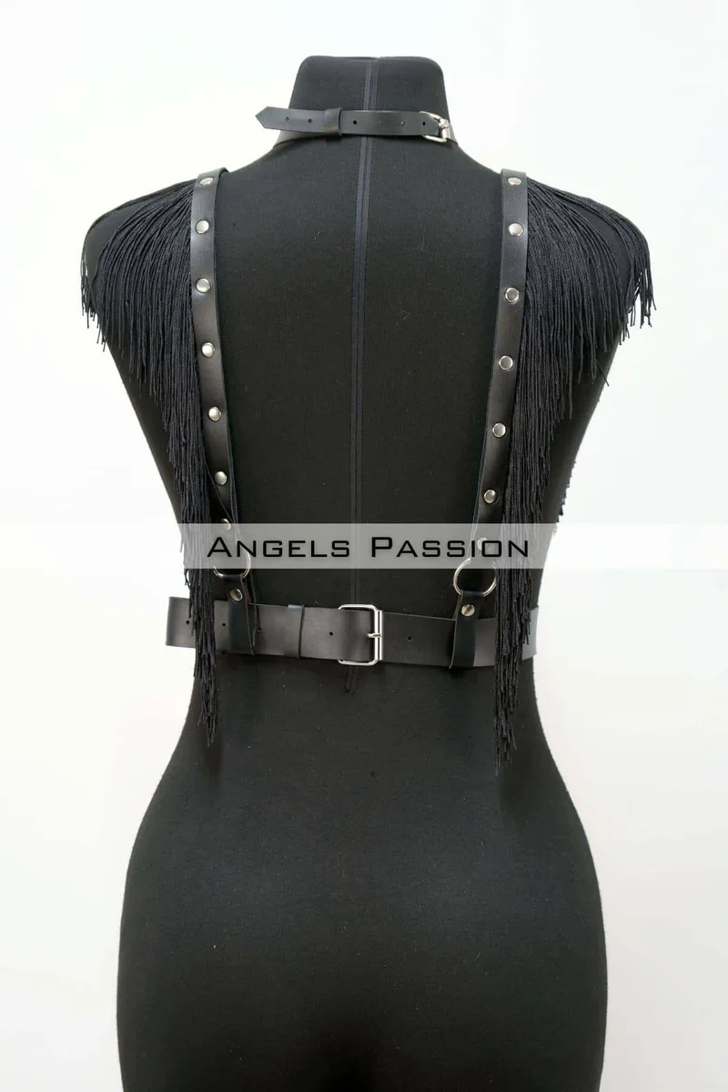 Fringe Leather Chest Harness - Adjustable Body Accessory