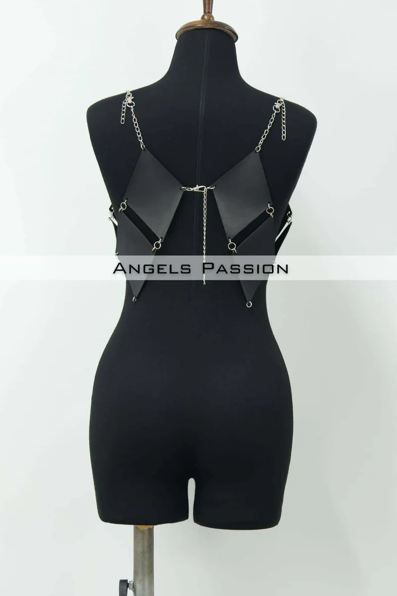 Faux leather festival chest piece
