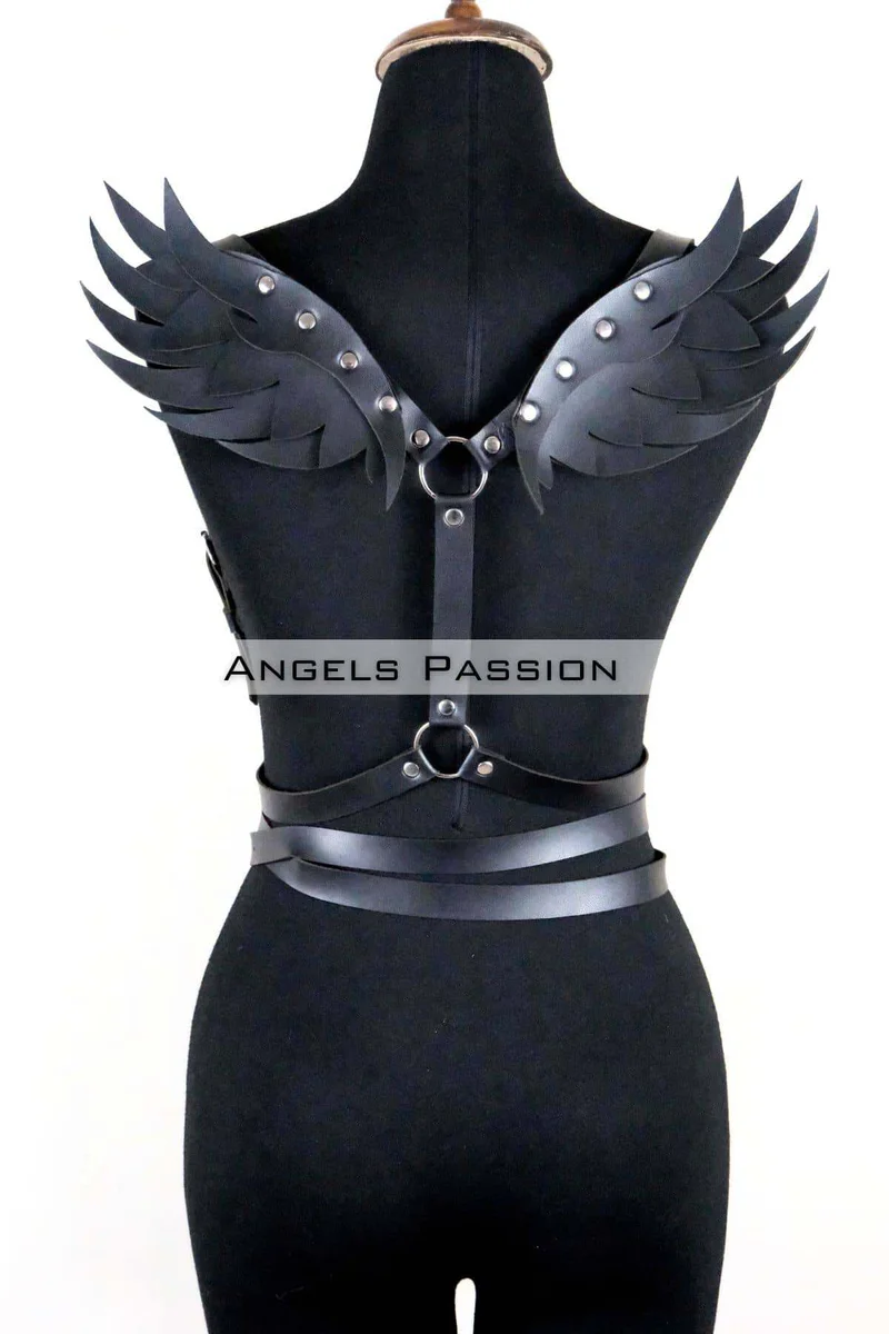 Women's Fashion Harness with Gothic Winged Details