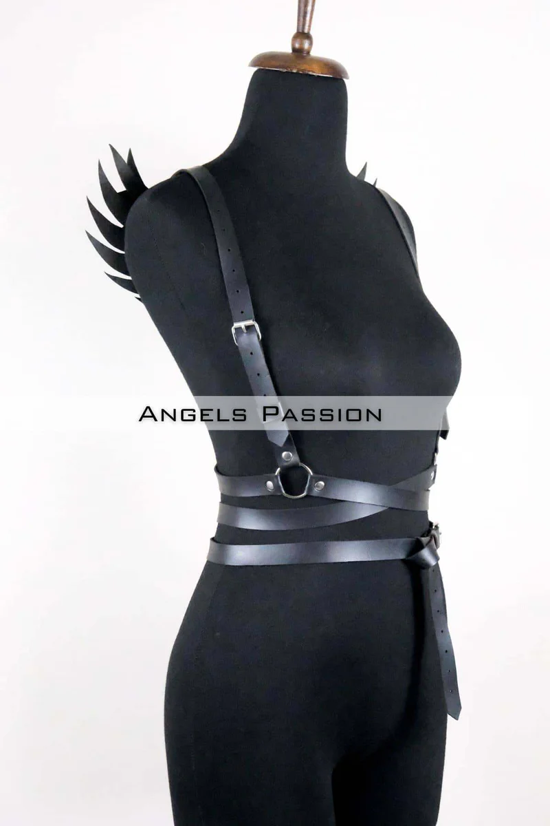 Women's Fashion Harness with Gothic Winged Details