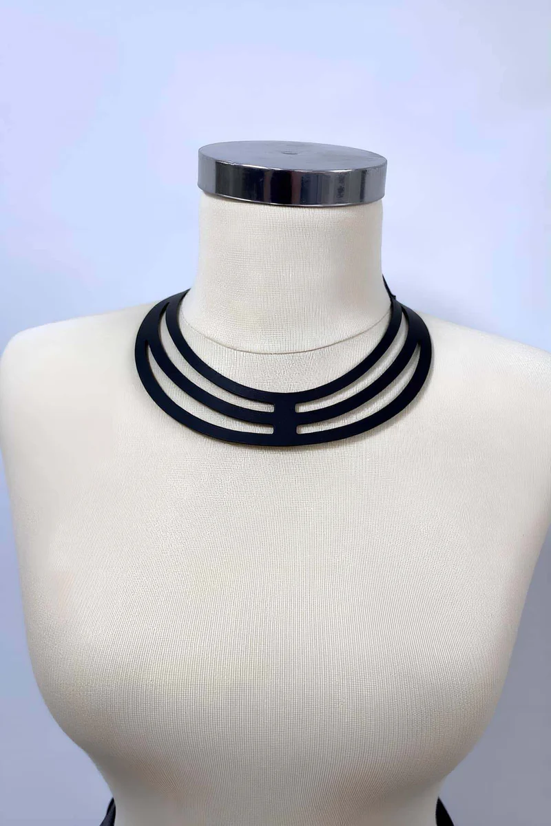Black Adjustable Choker Harness Fashion Neckpiece