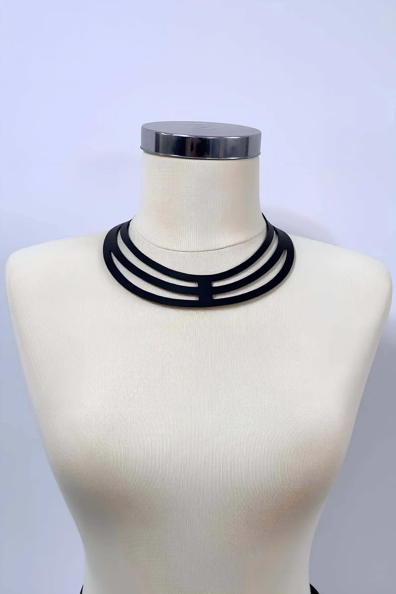 Black Adjustable Choker Harness Fashion Neckpiece
