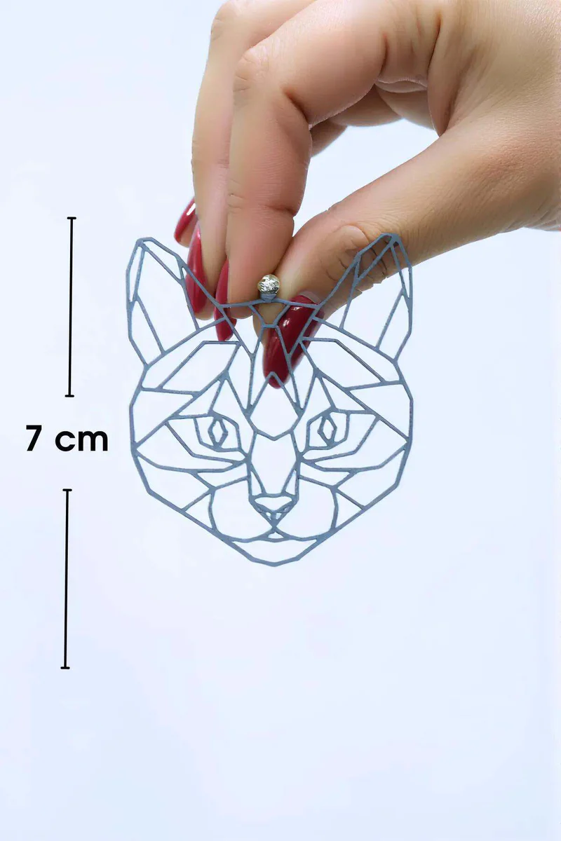 Geometric Cat Face Earrings Silver statement jewelry held
