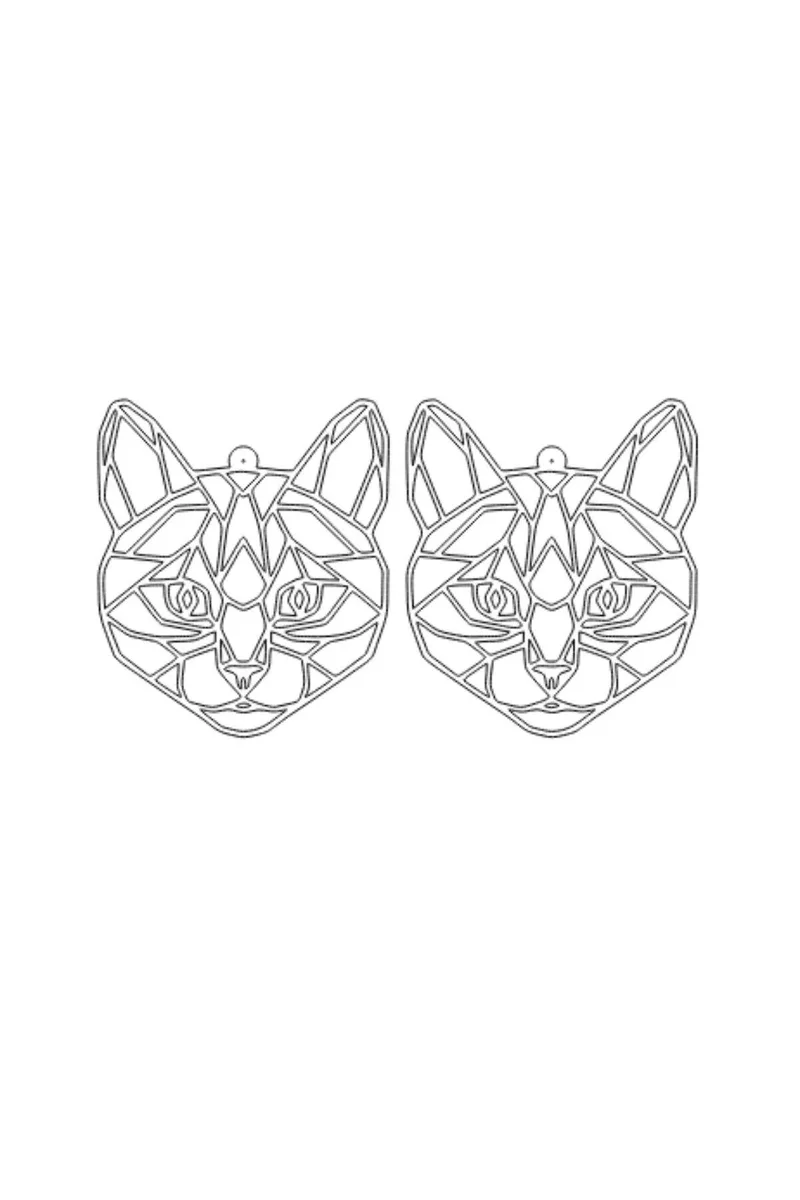 Close-Up Geometric Cat Earrings black outline