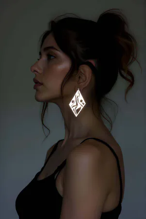 White Reflective Geometric Earrings, Stylish Laser Cut Earrings - APBJ009