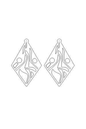 White Reflective Geometric Earrings, Stylish Laser Cut Earrings - APBJ009