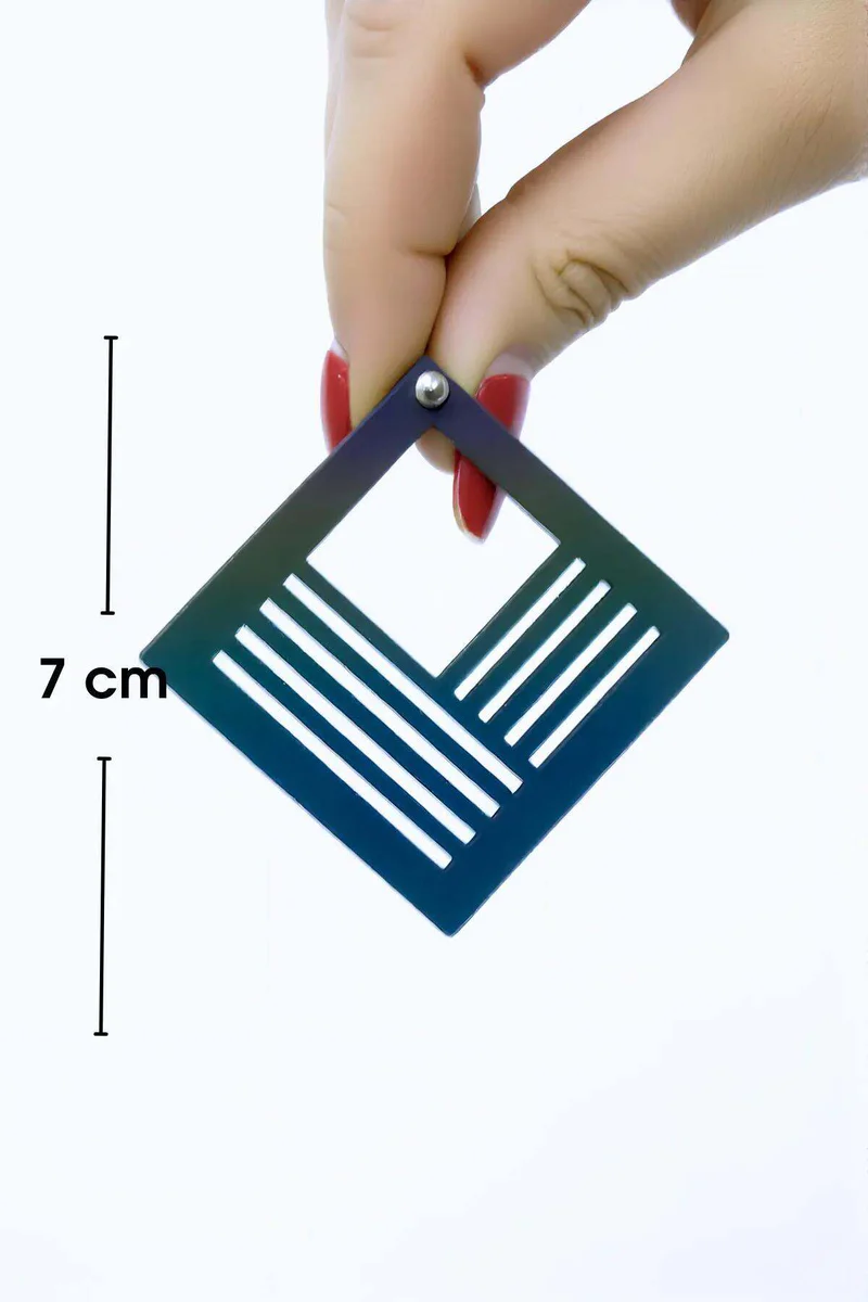 Black Geometric Square Earrings Side Profile Modern