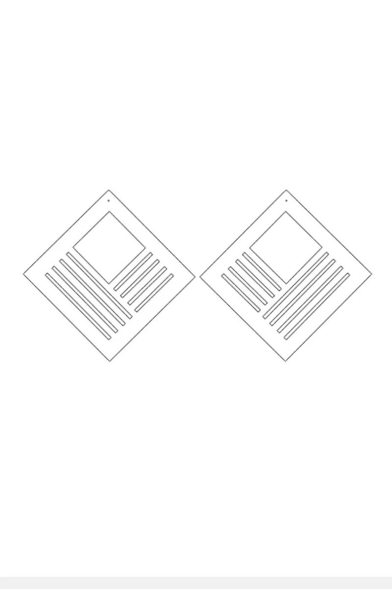 Laser Cut Square Earrings Black Close