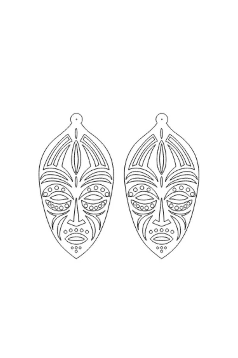 Outline sketch of two grey ethnic mask