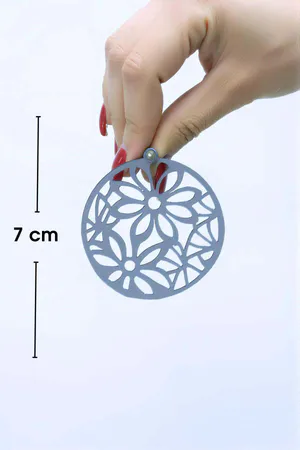 Black Flower Earrings, Stylish Design Laser Cut Leather Earrings - APBJ023