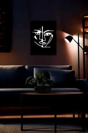 Face Reflected in the Dark, Reflective Leather Abstract Face, Abstract Face