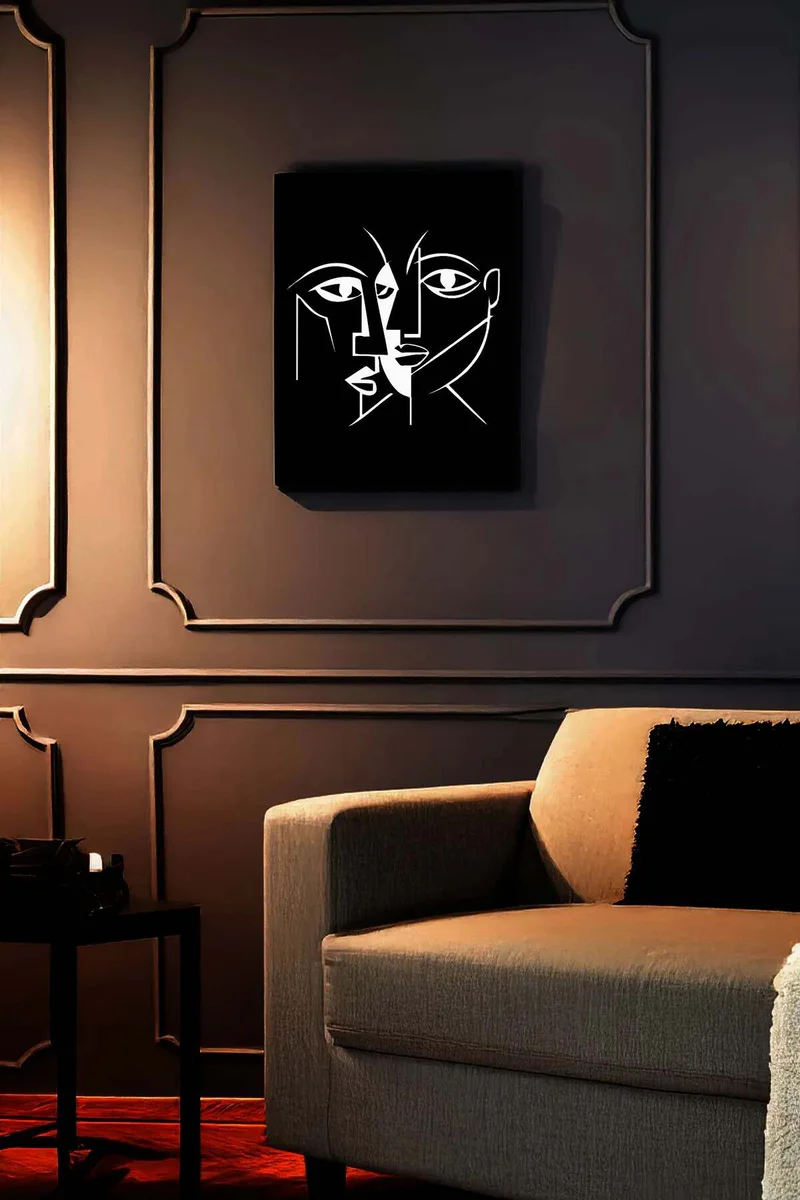 Cubist faces modern decor black and