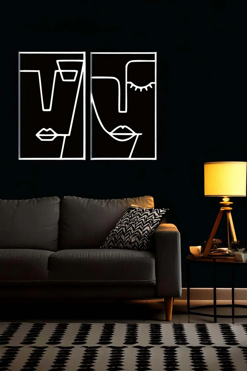 Modern Face Art Panels Set Wall