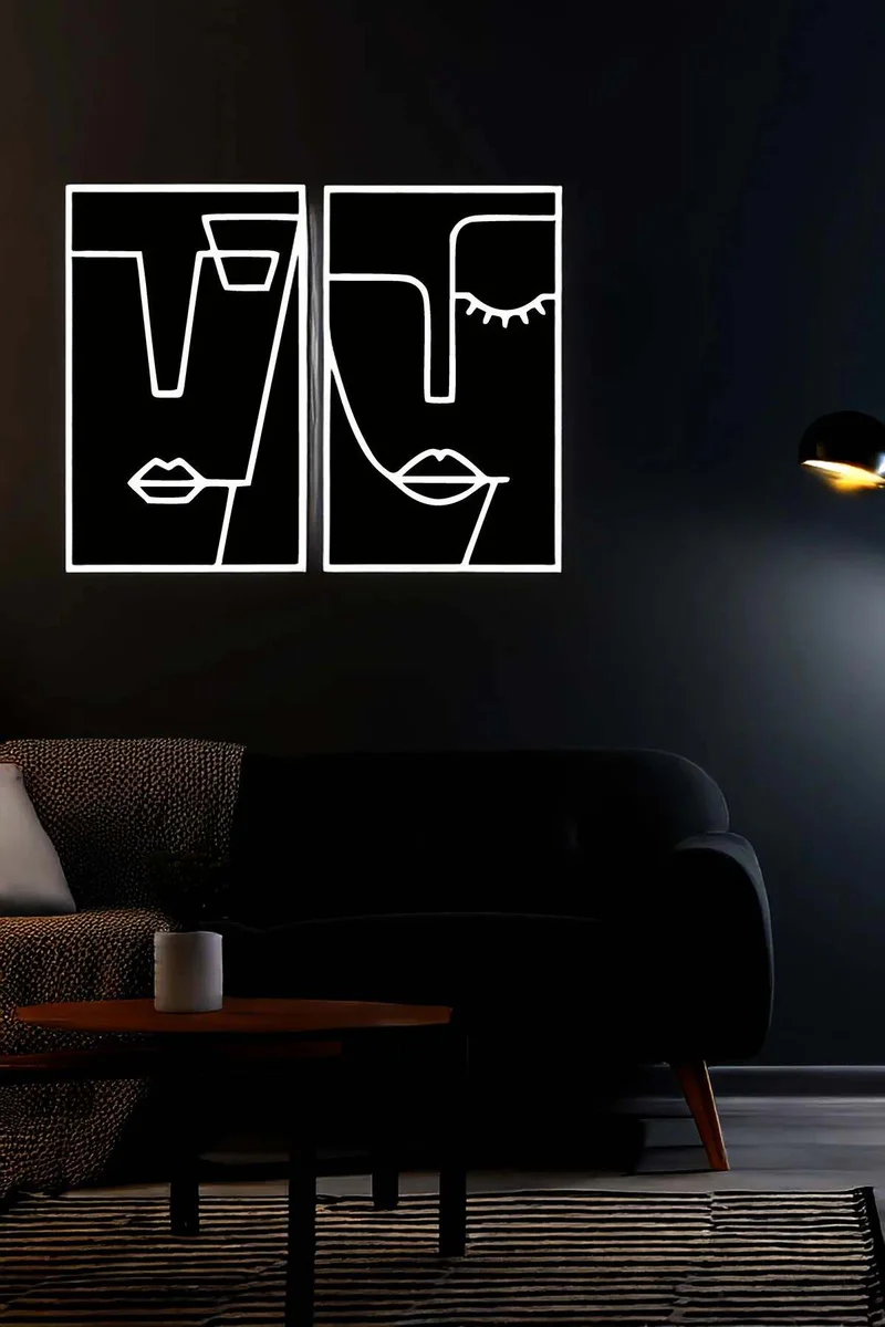 Contemporary Wall Decor Abstract Faces Black