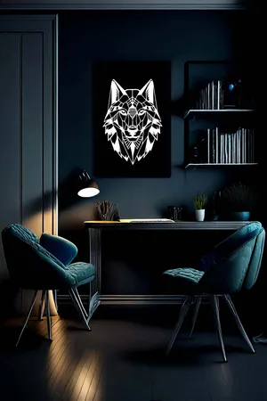 Wolf Silhouette on Reflective Leather, Painting That Comes to Me in the Dark