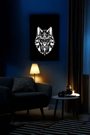 Wolf Silhouette on Reflective Leather, Painting That Comes to Me in the Dark