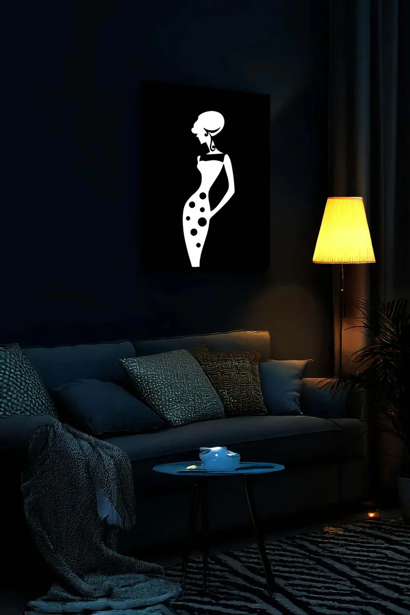 Woman Silhouette Wall Art Retro Fashion